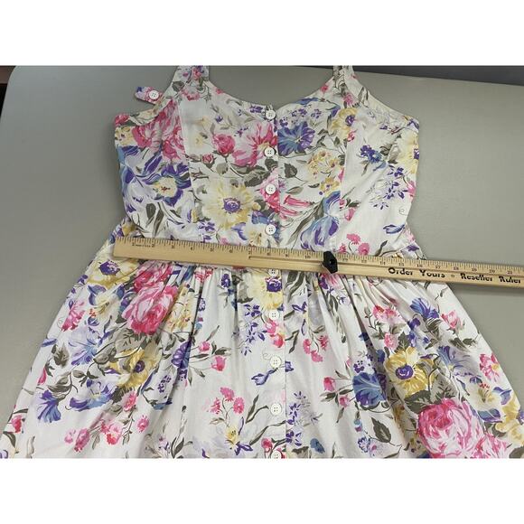 Vintage Starina Dress Womens Medium Floral Button Front Sundress Pockets 90s - Picture 9 of 14